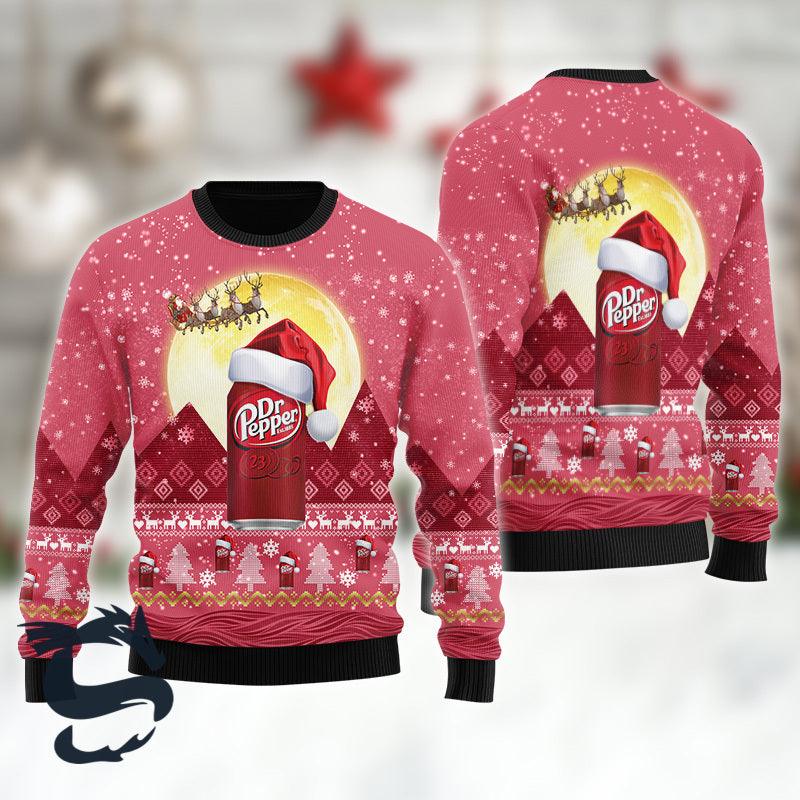Santa Claus Sleigh Dr Pepper Ugly Sweater - Santa Joker