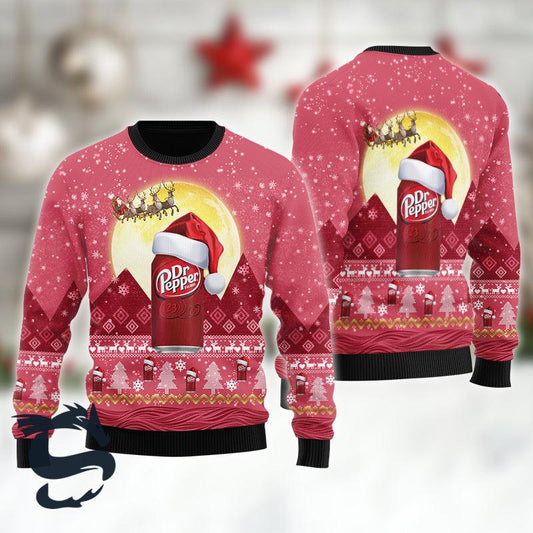 Santa Claus Sleigh Dr Pepper Ugly Sweater - Santa Joker