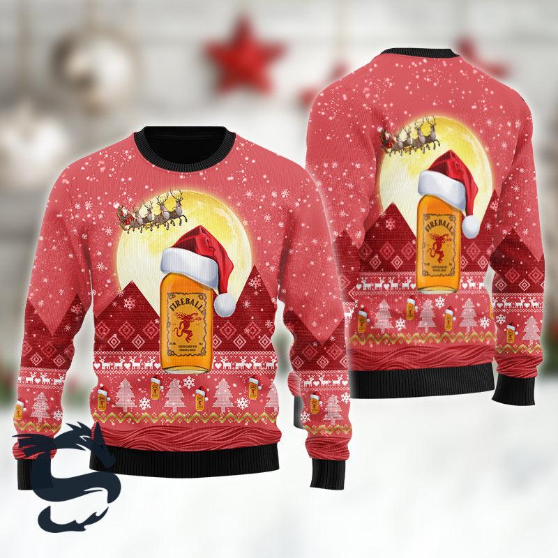 Santa Claus Sleigh Fireball Ugly Sweater - Santa Joker