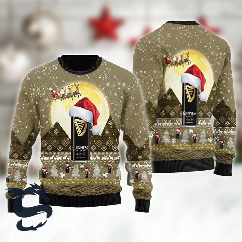 Santa Claus Sleigh Guinness Ugly Sweater - Santa Joker
