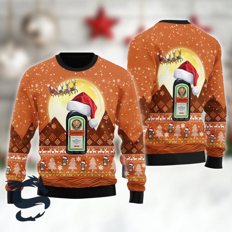 Santa Claus Sleigh Jagermeister Ugly Sweater - Santa Joker