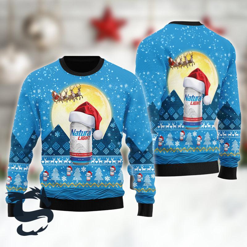 Santa Claus Sleigh Natural Light Ugly Sweater - Santa Joker