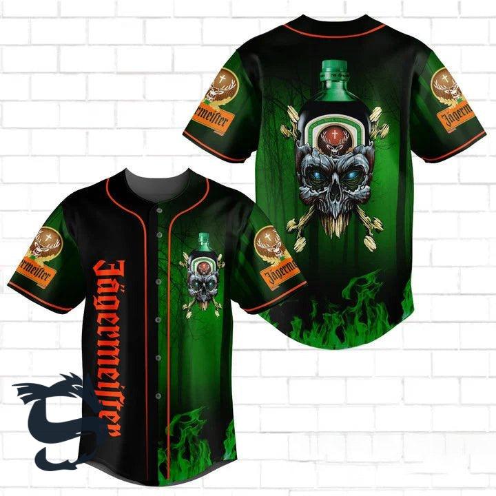 Skull With Jagermeister Baseball Jersey - Santa Joker