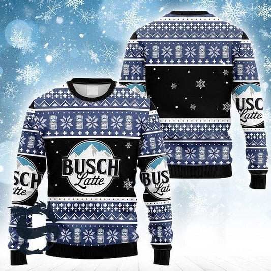 Snowflakes Busch Latte Christmas Ugly Sweater - Santa Joker