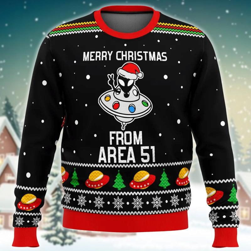 Snowflakes Merry Xmas From Area 51 Ugly Sweater - Santa Joker