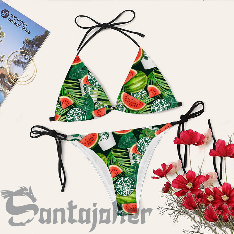Jungle Watermelon Starbucks Bikini Set Swimsuit Jumpsuit Beach