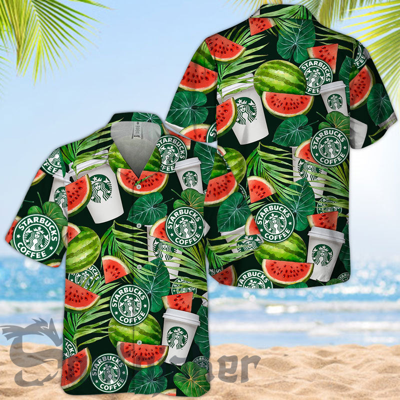 Jungle Plants Watermelon Starbucks Hawaii Shirt