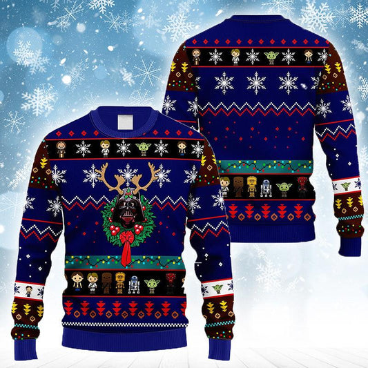 Star Wars Style Darth Reindeer Xmas Ugly Sweater - Santa Joker