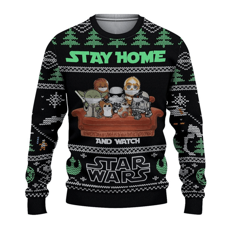 Stay Home Star Wars Ugly Sweater - Santa Joker