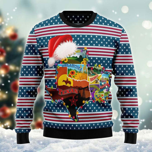 Texas Merry Christmas Ugly Sweater - Santa Joker