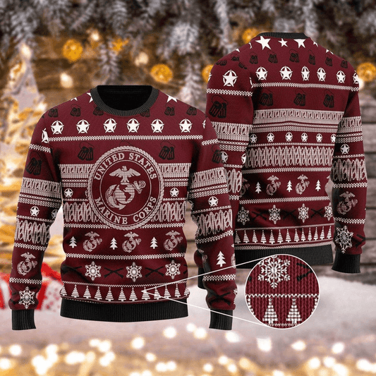 U.S Marine Corps Ugly Christmas Sweater - Santa Joker