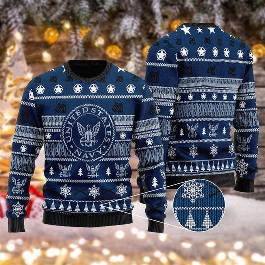 US Navy Christmas Sweater - Santa Joker