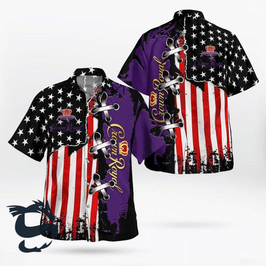USA Flag Crown Royal Button Shirt - Santa Joker