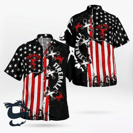 USA Flag Fireball Button Shirt - Santa Joker