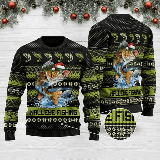 Walleye Fishing Christmas Sweater - Santa Joker