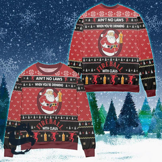 When You’re Drinking Fireball Whisky With Santa Claus Ugly Sweater - Santa Joker