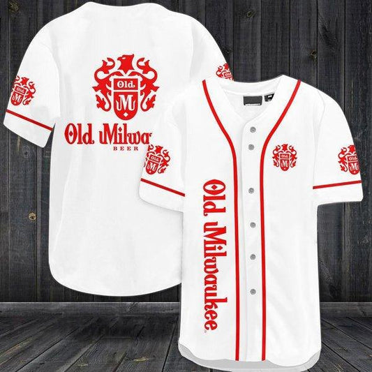 White Old Milwaukee Beer Baseball Jersey - Santa Joker