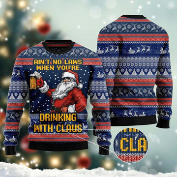 Xmas Aint No Laws When Drinking With Claus Sweater - Santa Joker