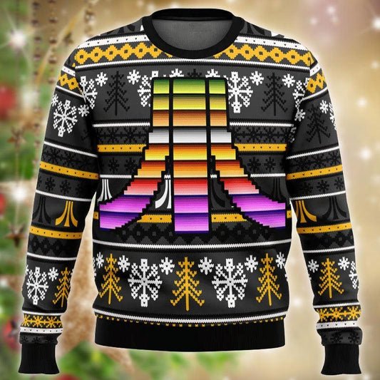 Xmas Rainbow Atari Ugly Sweater - Santa Joker