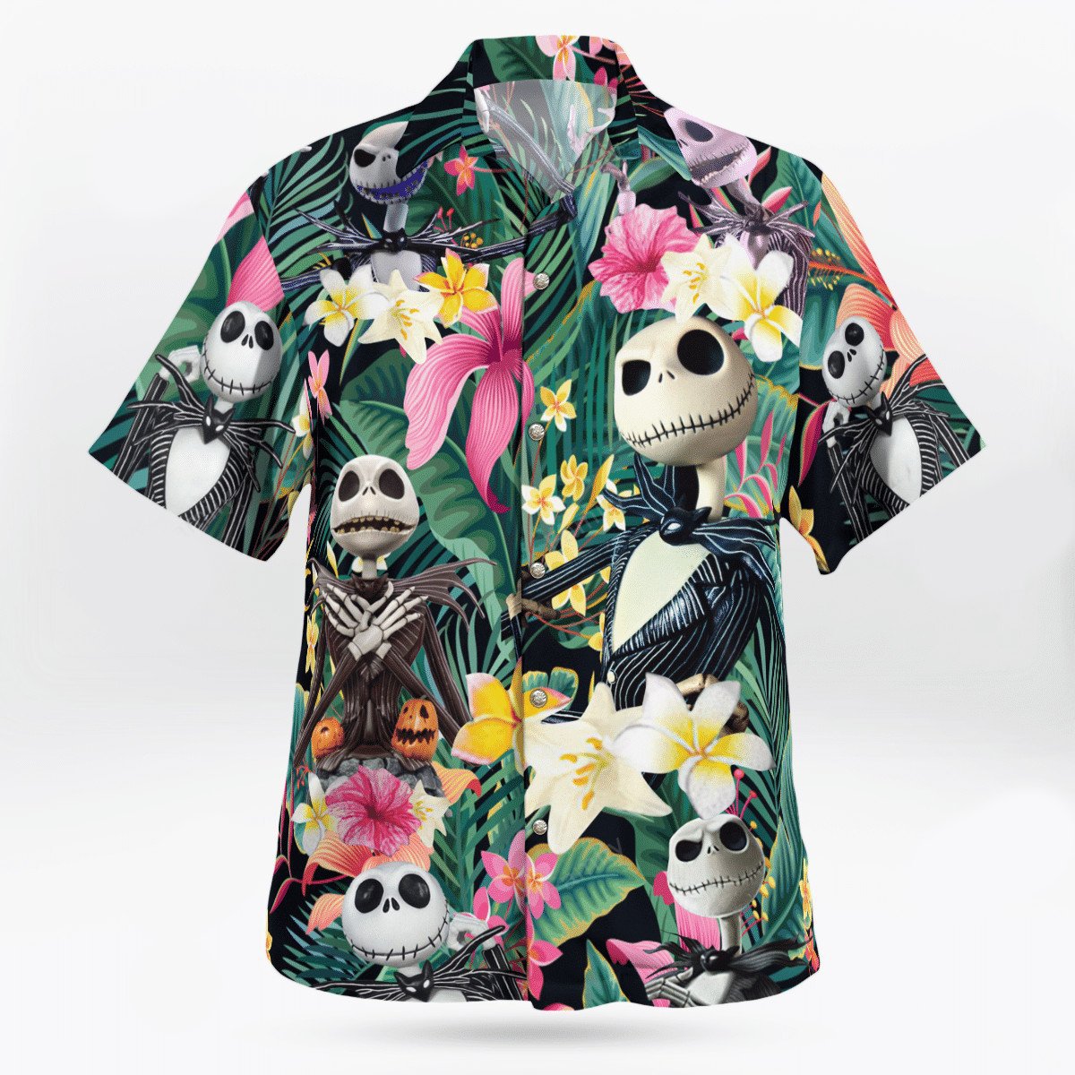 Jack Skelliington Tropical Flower Hawaiian Shirt