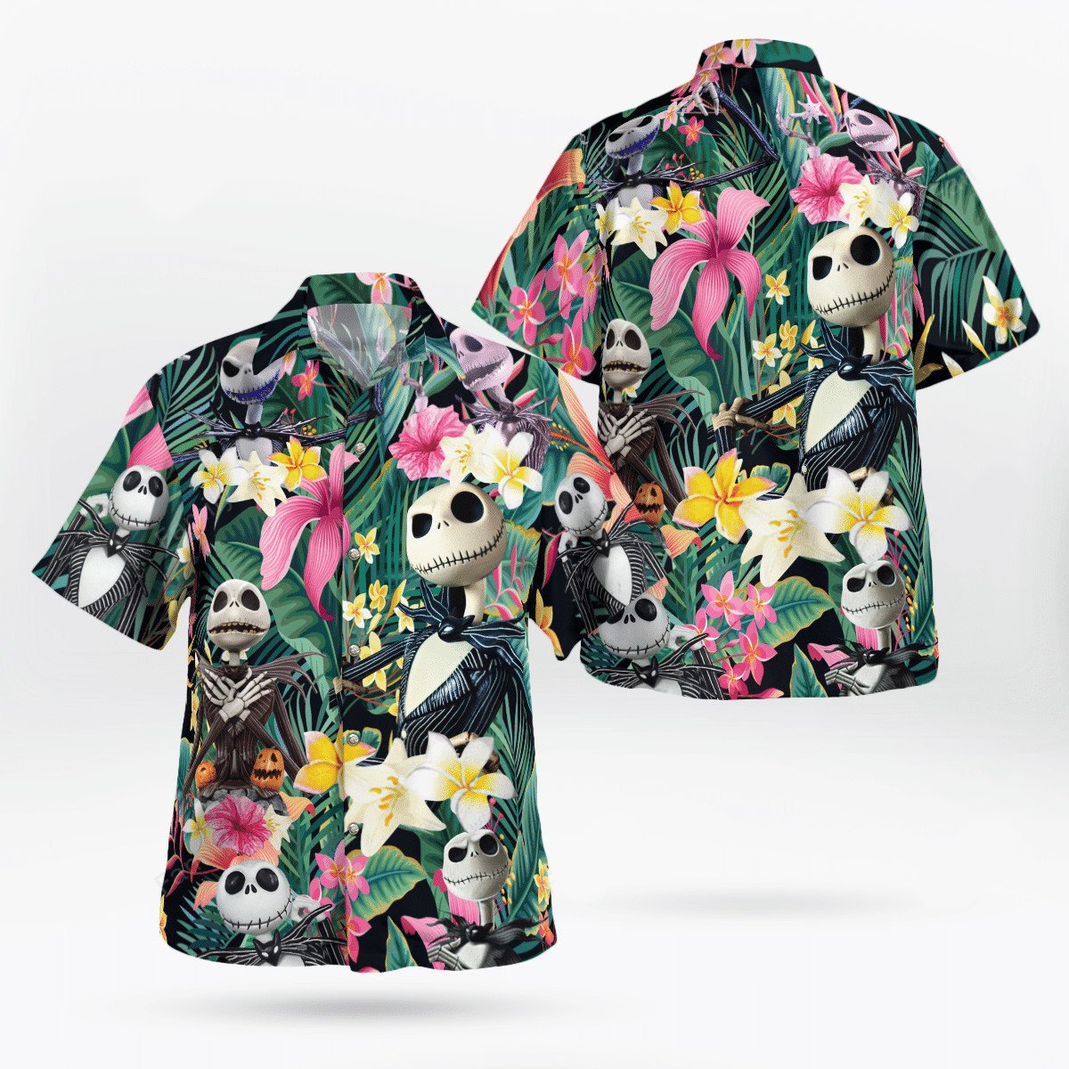 Jack Skelliington Tropical Flower Hawaiian Shirt