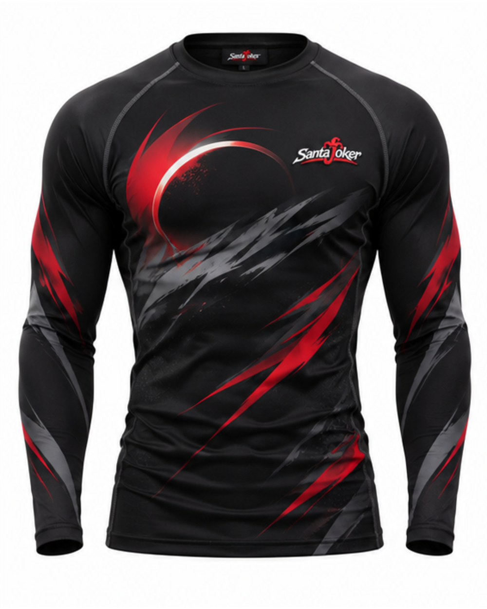 Matte Black men's compression rash guard, front view