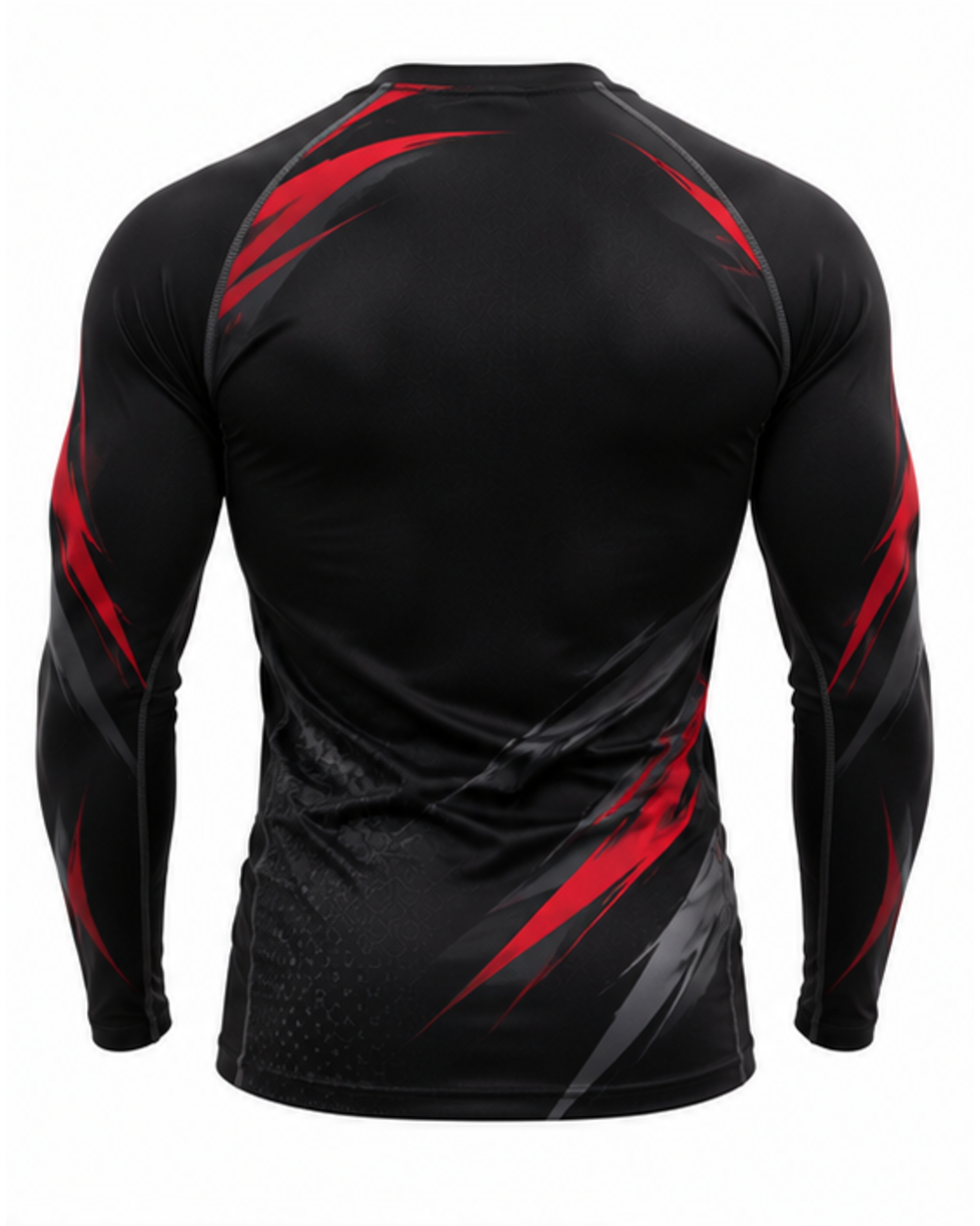 Matte Black men's compression rash guard, back view
