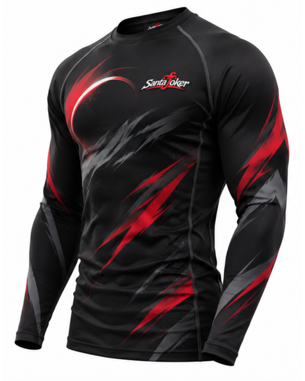 Matte Black men's compression rash guard, side view