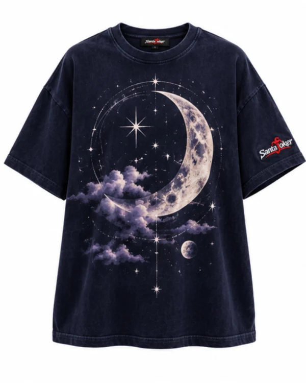 Deep Midnight Navy women's oversized graphic T-shirt, front view