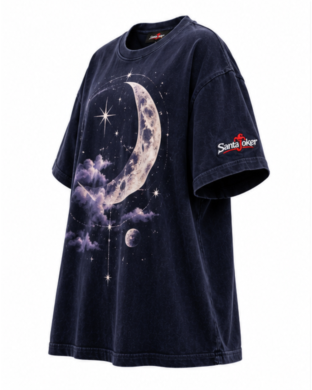 Deep Midnight Navy women's oversized graphic T-shirt, side view