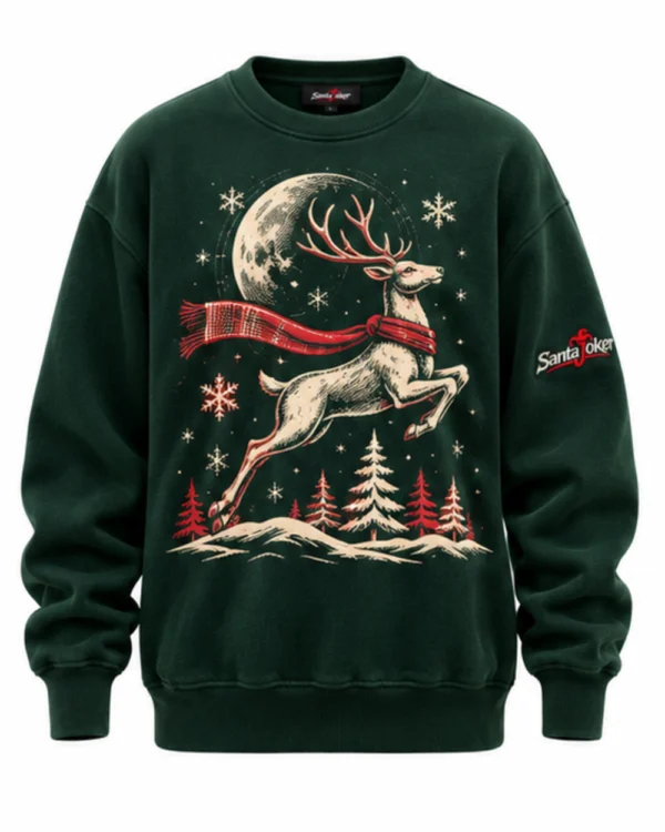 Forest Green unisex crew-neck sweatshirt, front view