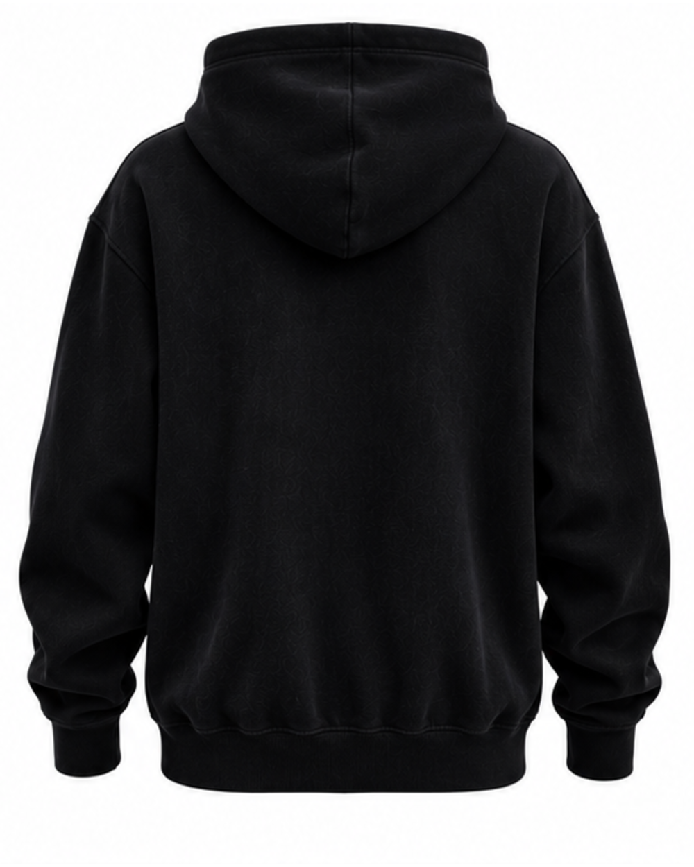 Jet Black men's pullover hoodie, back view