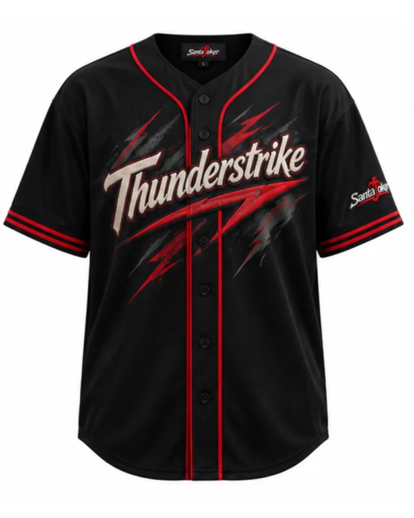 Deep Black men's button-up baseball jersey, front view